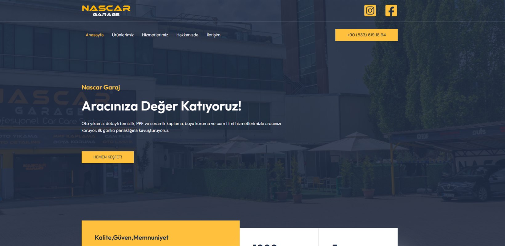 Nascar Garaj otomotiv bakım web sitesi ana sayfası